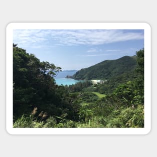 View out on the ocean and landscape of Okinawa Sticker